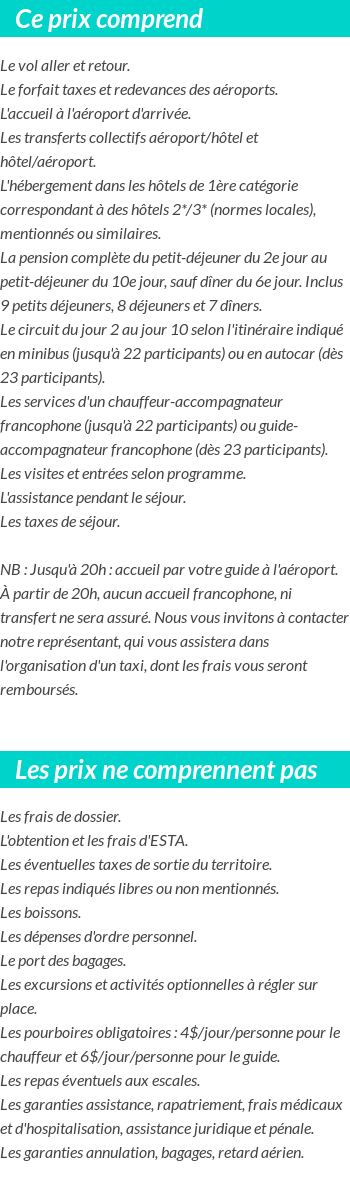 Conditions tarifaires