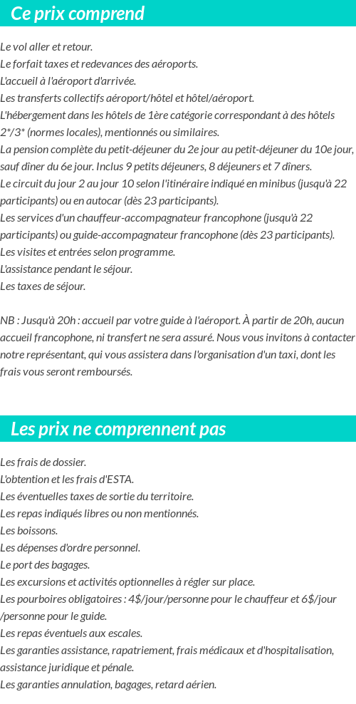 Conditions tarifaires