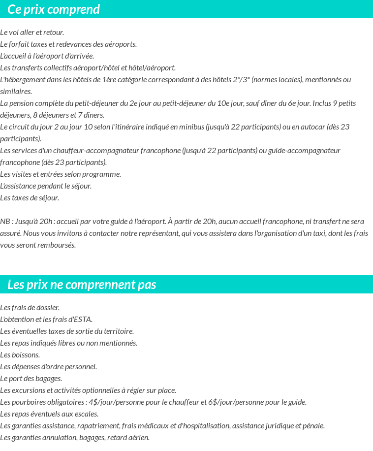 Conditions tarifaires