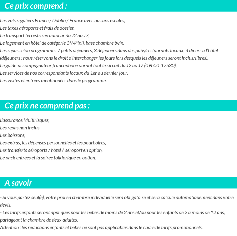 Conditions tarifaires