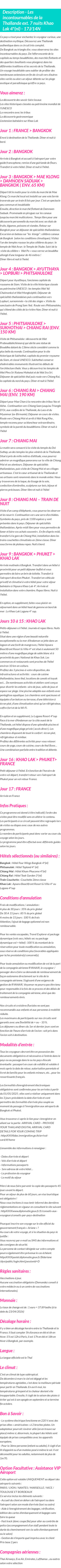 Détails du séjour