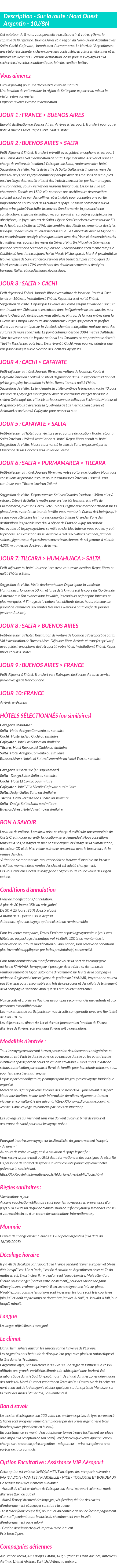 Détails du séjour