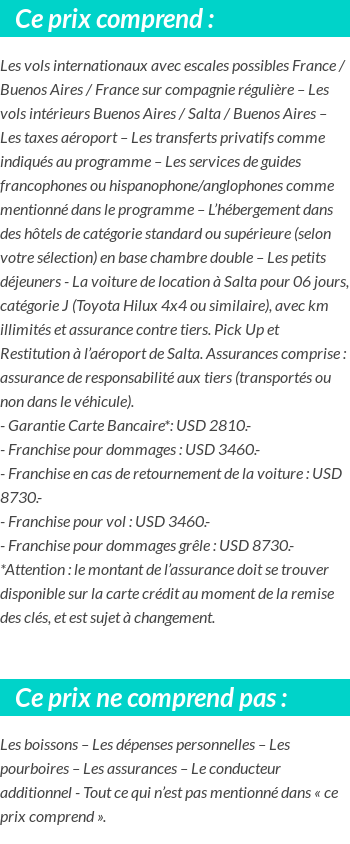 Conditions tarifaires