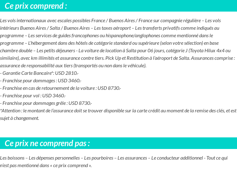 Conditions tarifaires