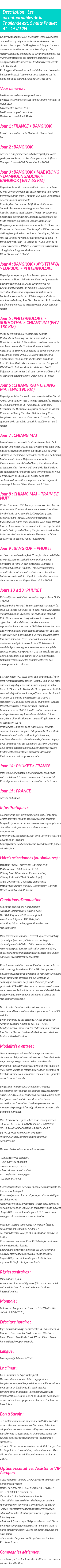 Détails du séjour