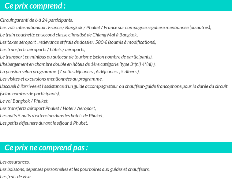 Conditions tarifaires