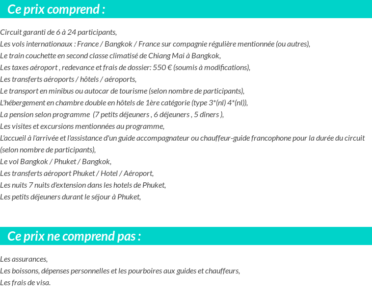 Conditions tarifaires