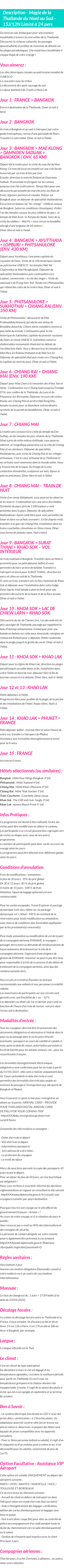 Détails du séjour