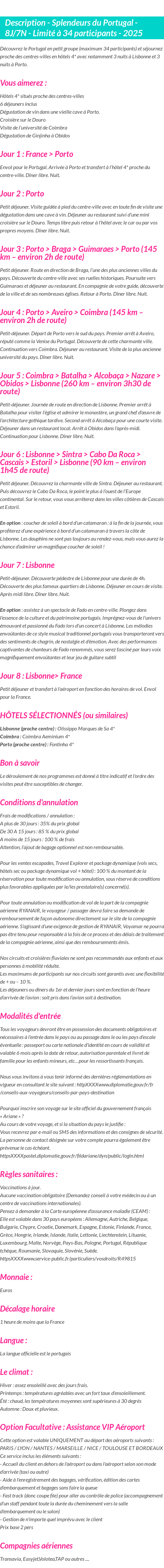 Détails du séjour