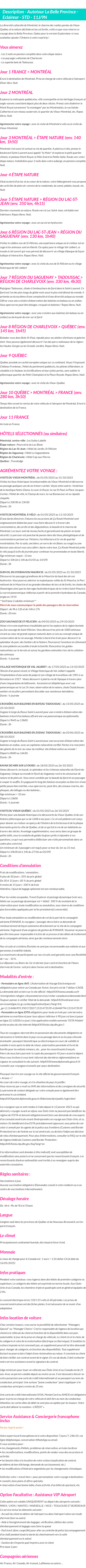 Détails du séjour