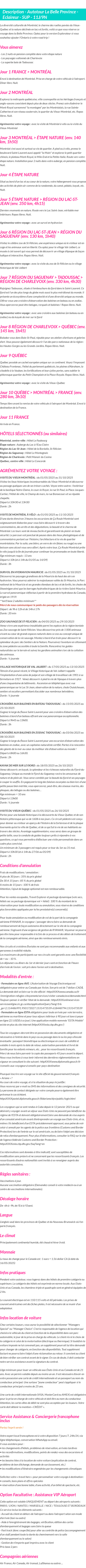 Détails du séjour