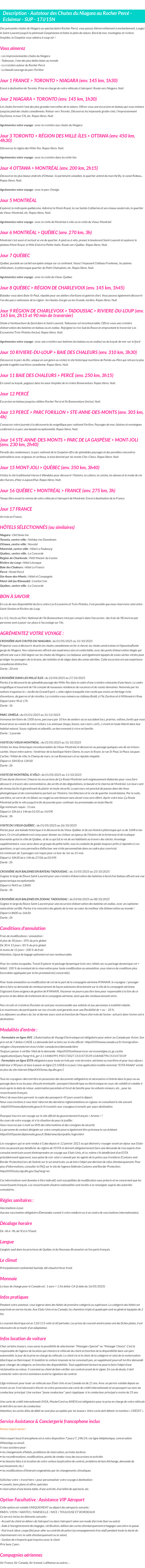 Détails du séjour