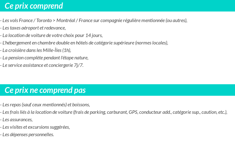 Conditions tarifaires