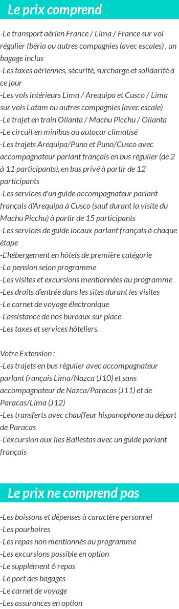 Conditions tarifaires