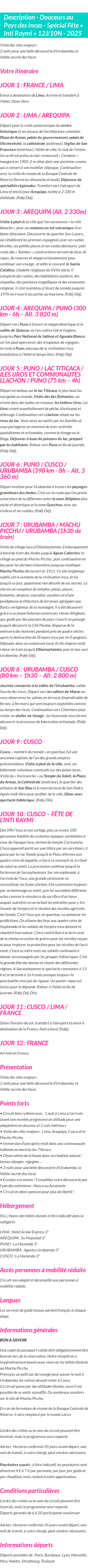 Détails du séjour