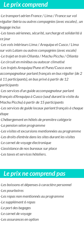 Conditions tarifaires