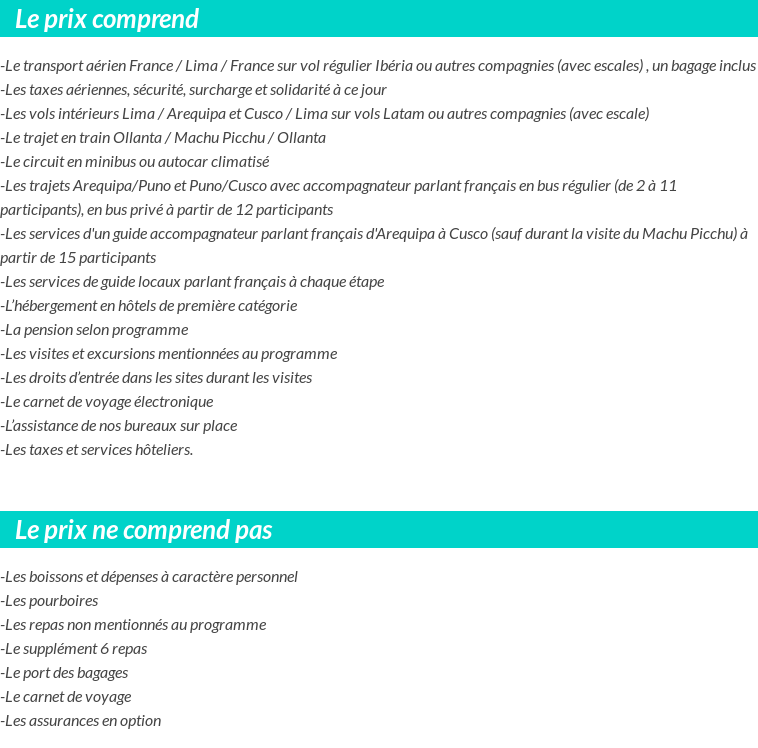 Conditions tarifaires