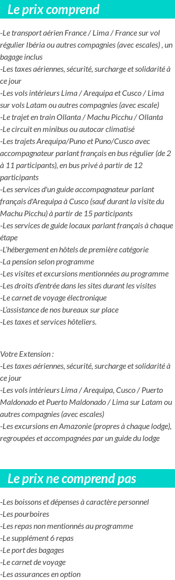 Conditions tarifaires