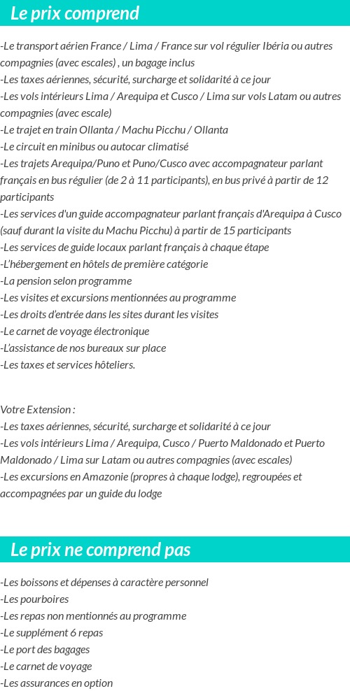Conditions tarifaires