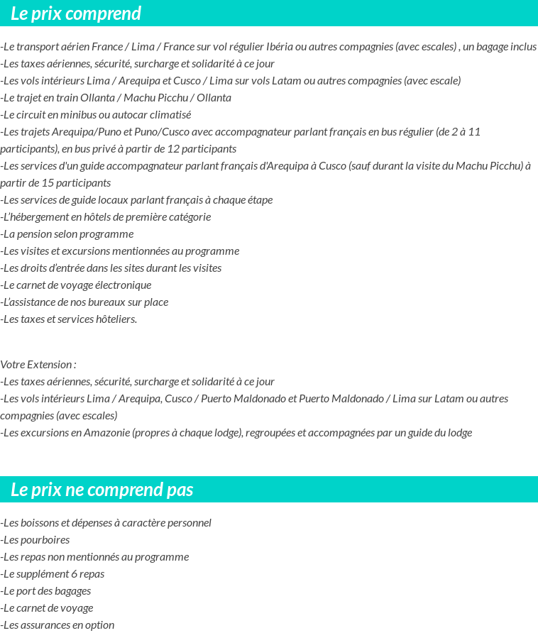 Conditions tarifaires