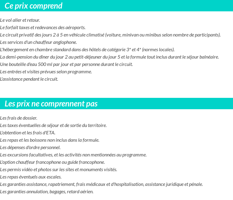 Conditions tarifaires