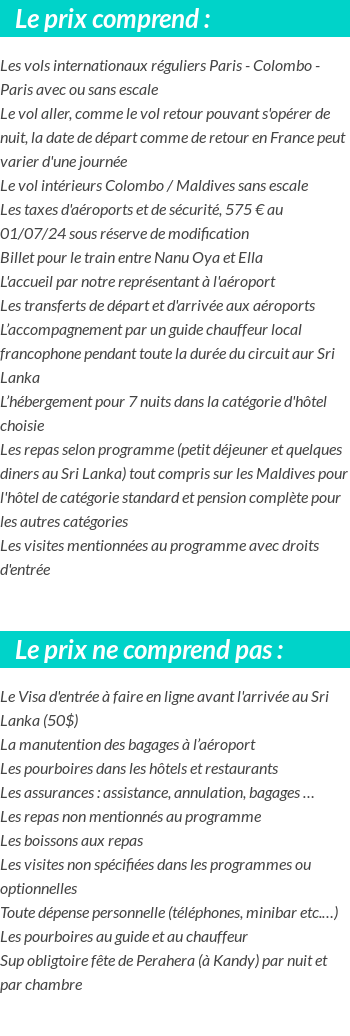 Conditions tarifaires