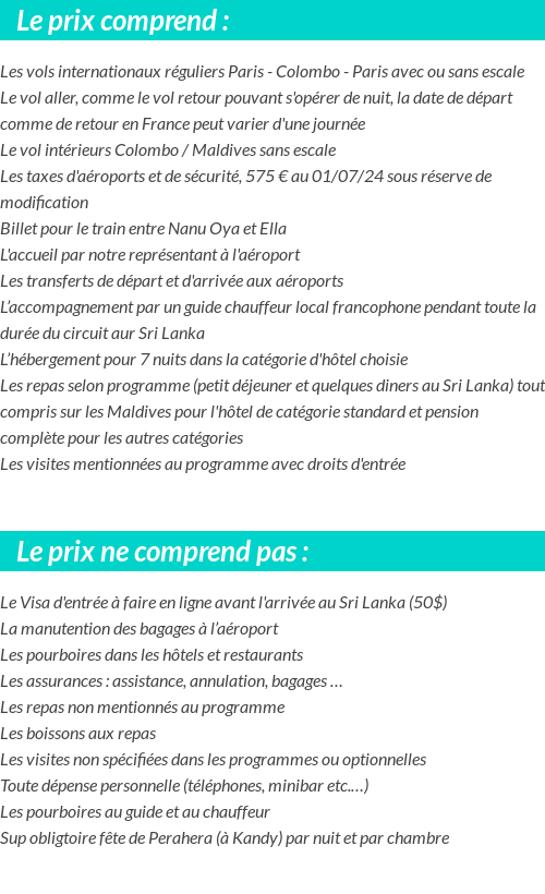 Conditions tarifaires