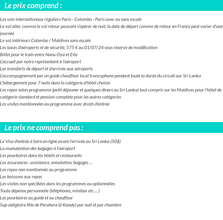 Conditions tarifaires