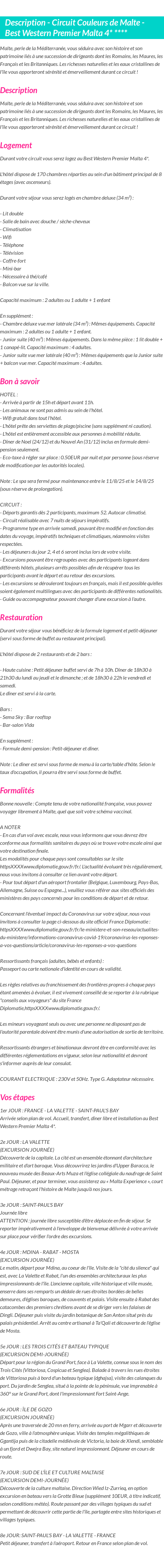 Détails du séjour
