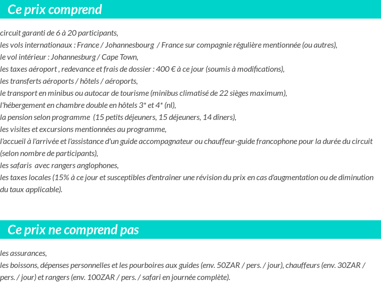 Conditions tarifaires