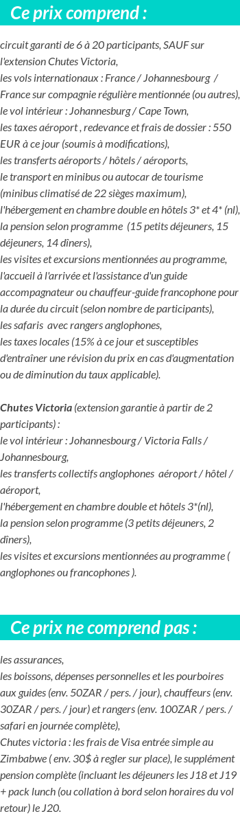 Conditions tarifaires