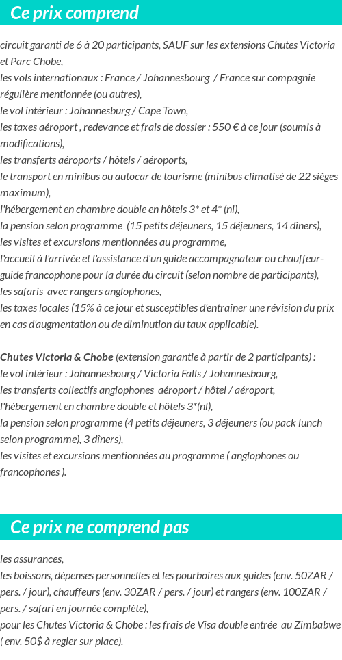 Conditions tarifaires