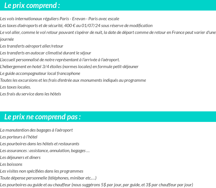 Conditions tarifaires