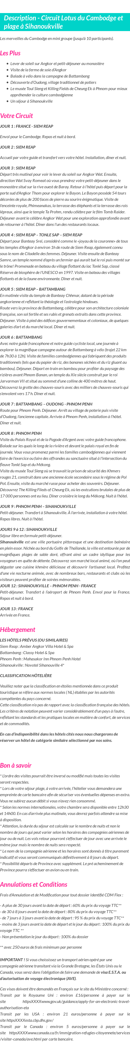 Détails du séjour