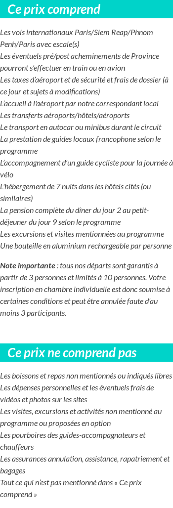 Conditions tarifaires