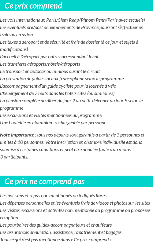 Conditions tarifaires