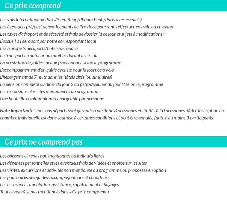 Conditions tarifaires