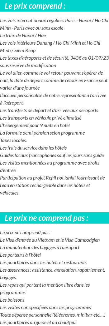 Conditions tarifaires