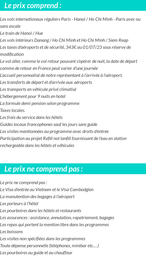 Conditions tarifaires