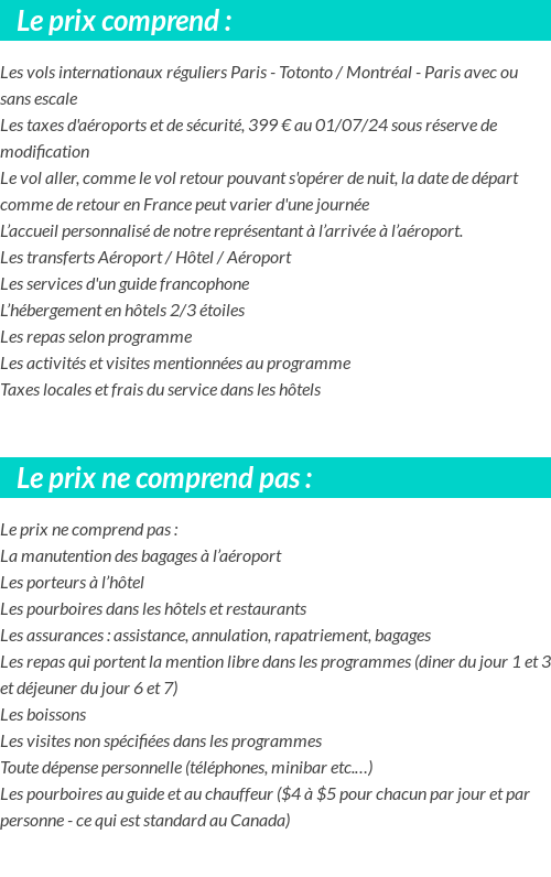 Conditions tarifaires