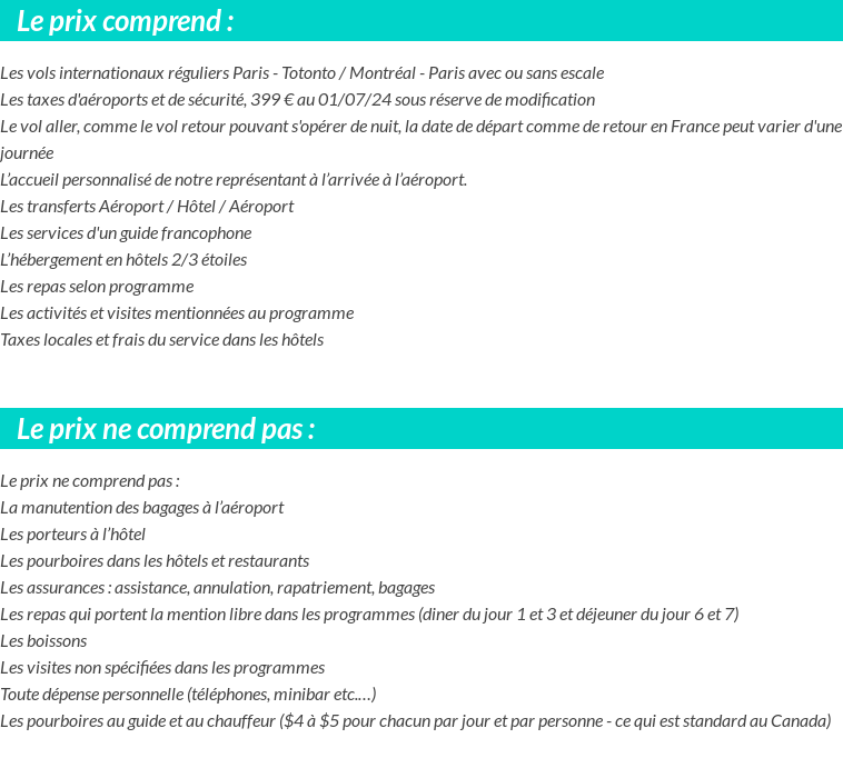 Conditions tarifaires