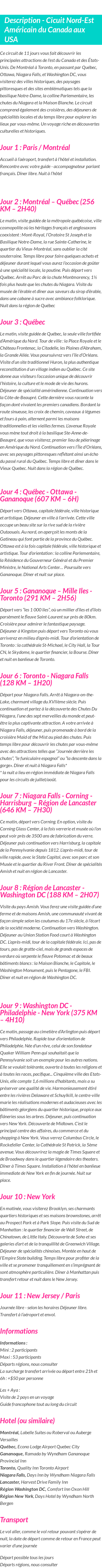 Détails du séjour