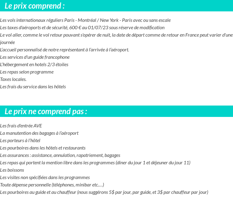 Conditions tarifaires