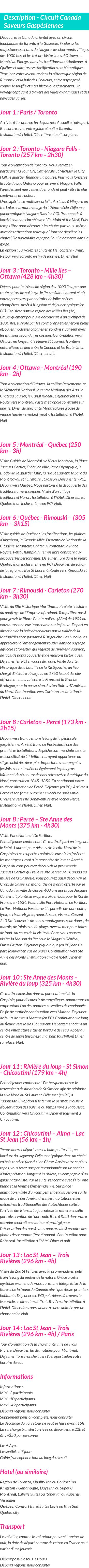Détails du séjour