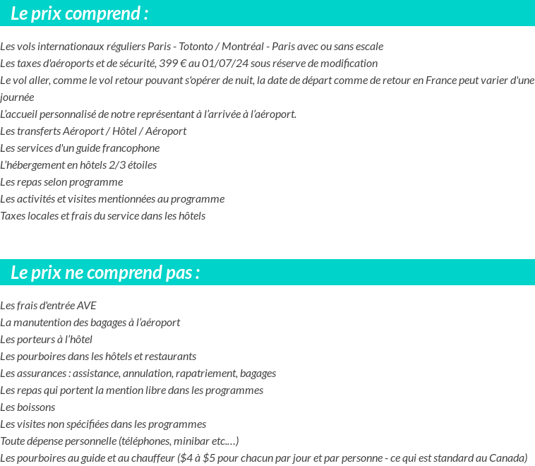 Conditions tarifaires