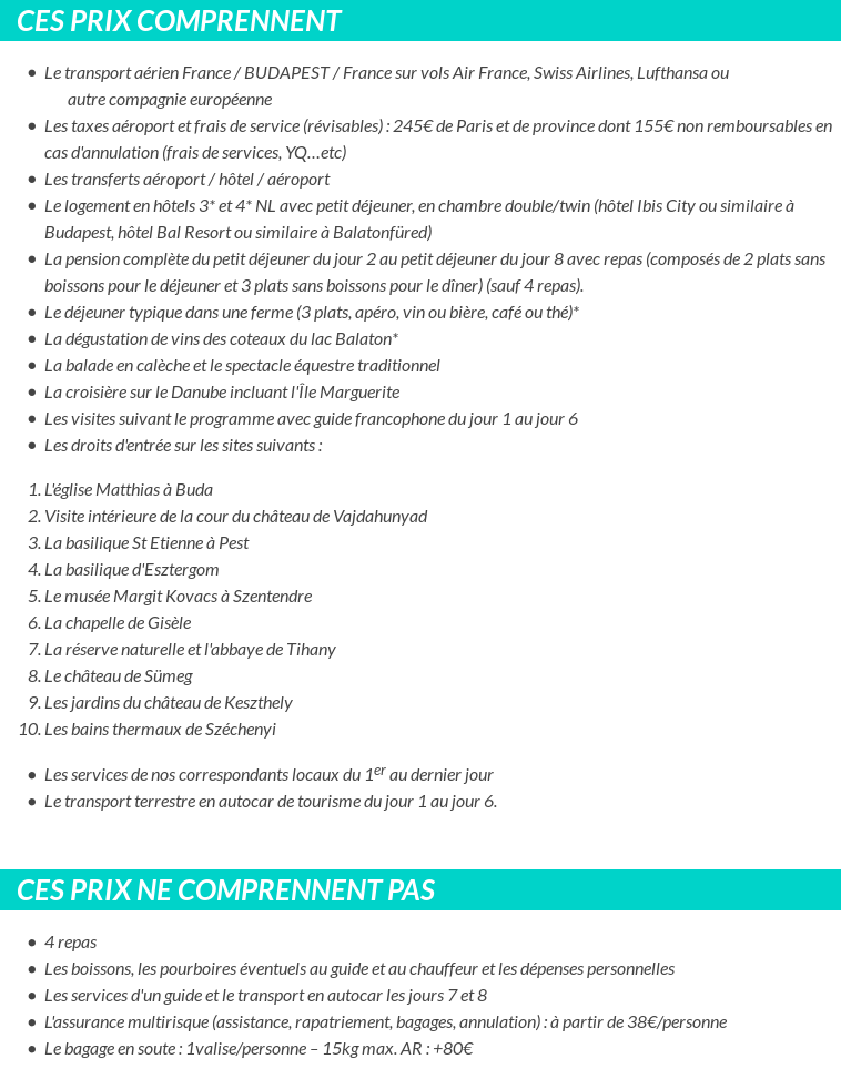 Conditions tarifaires