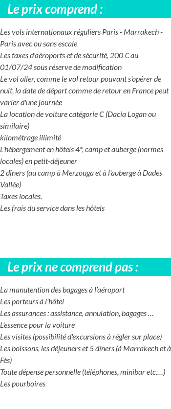 Conditions tarifaires