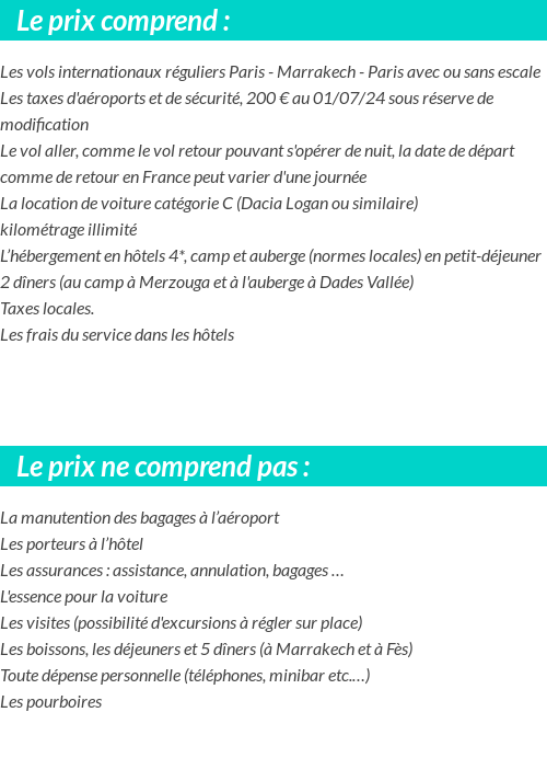 Conditions tarifaires