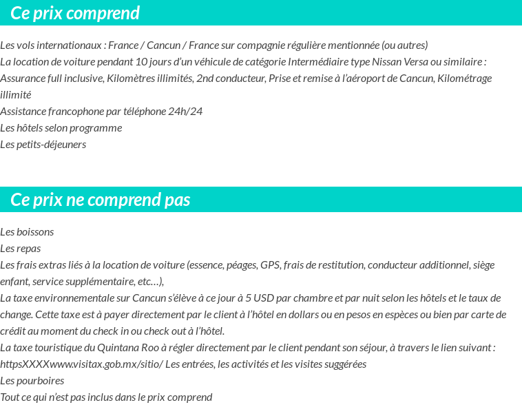 Conditions tarifaires