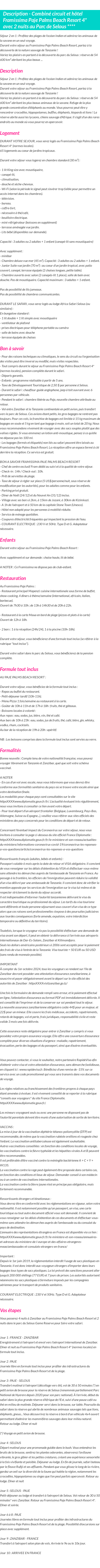 Détails du séjour